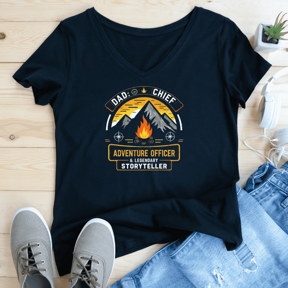 Legendary Storyteller Dad Adventure T-Shirt Design preview image.
