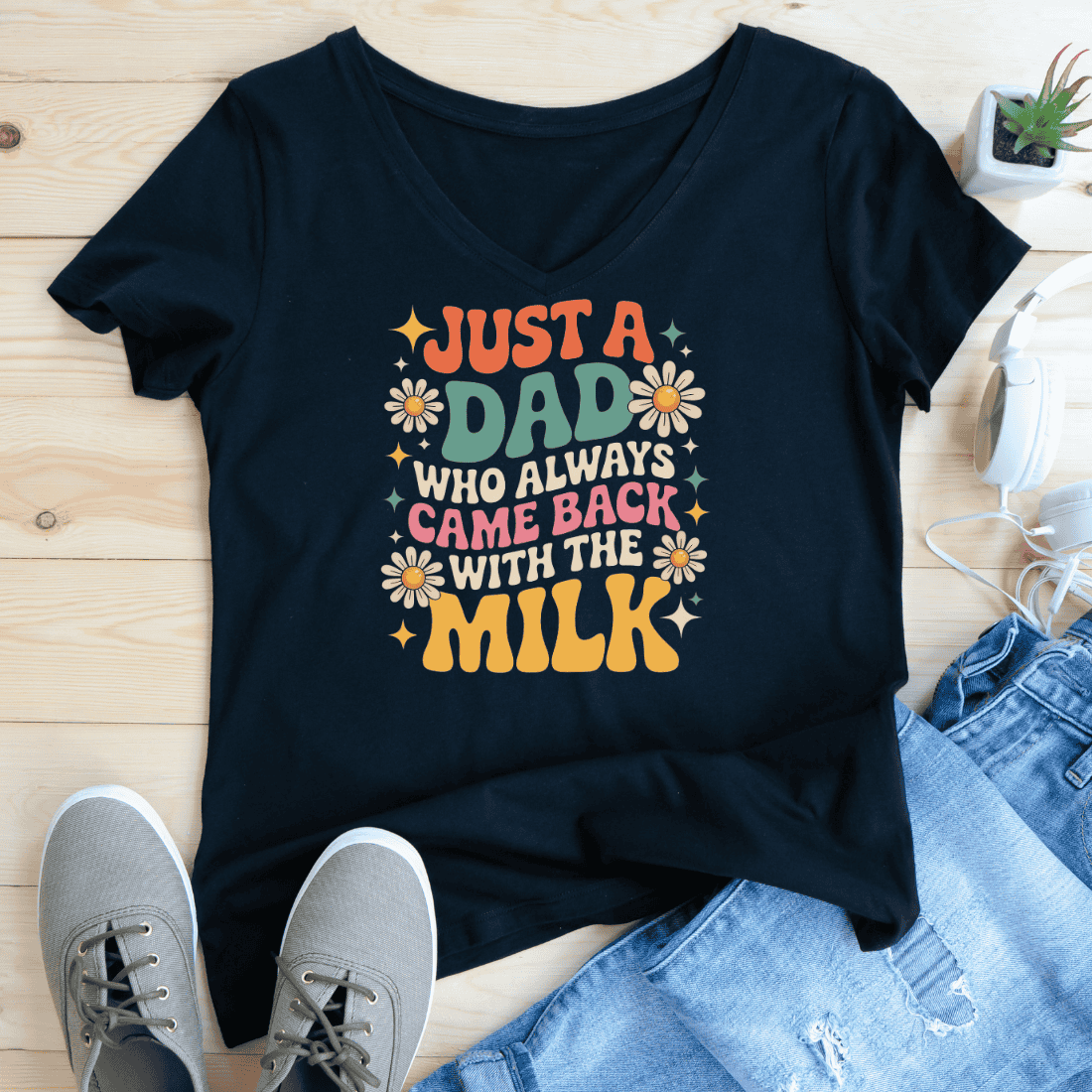 Retro Father's Day Funny Dad Milk T-Shirt Design preview image.