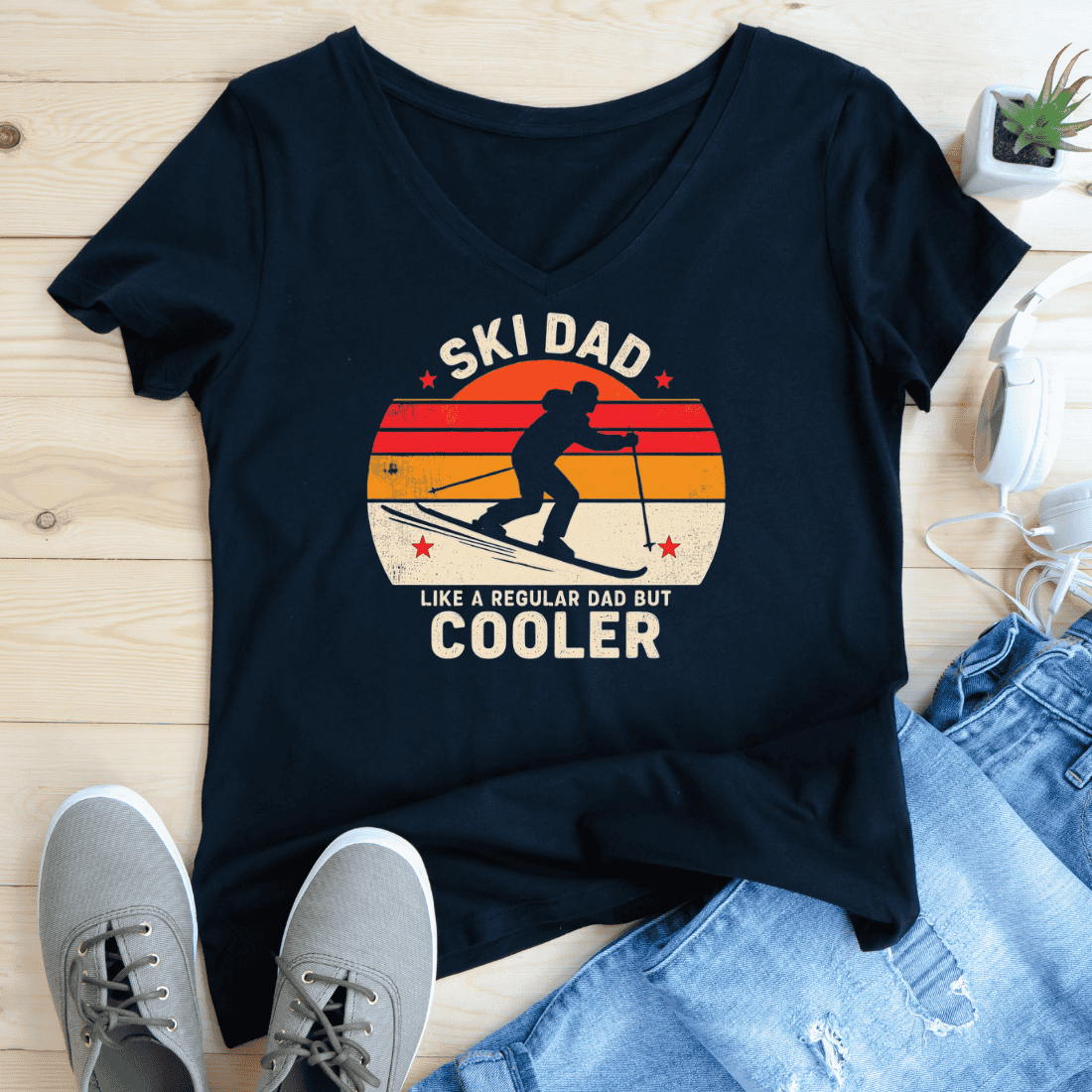 Skiing Dad Cooler Than Regular Dad T-Shirt Design preview image.