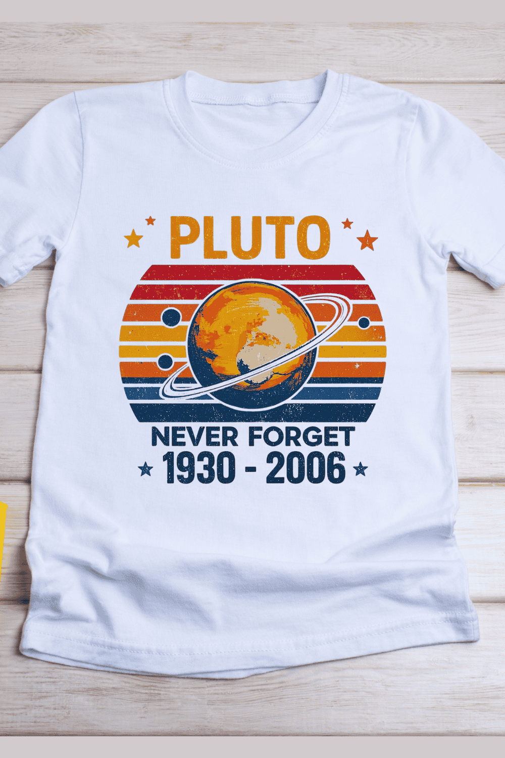 Never Forget Pluto T-Shirt Design pinterest preview image.