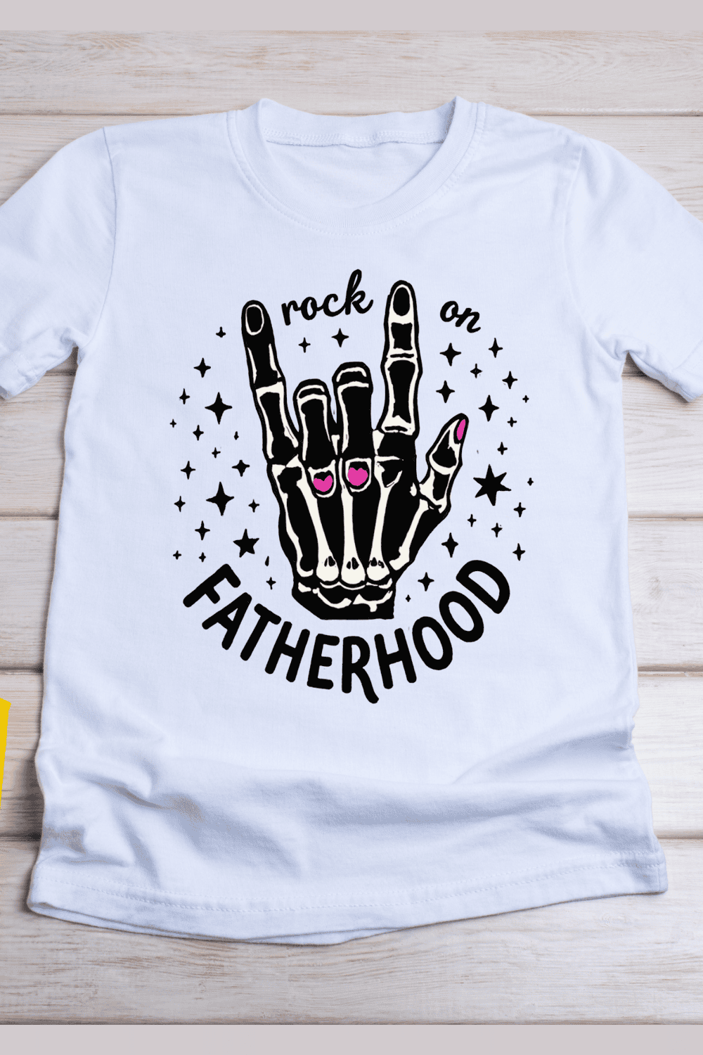 Rock On Fatherhood T-Shirt Design pinterest preview image.