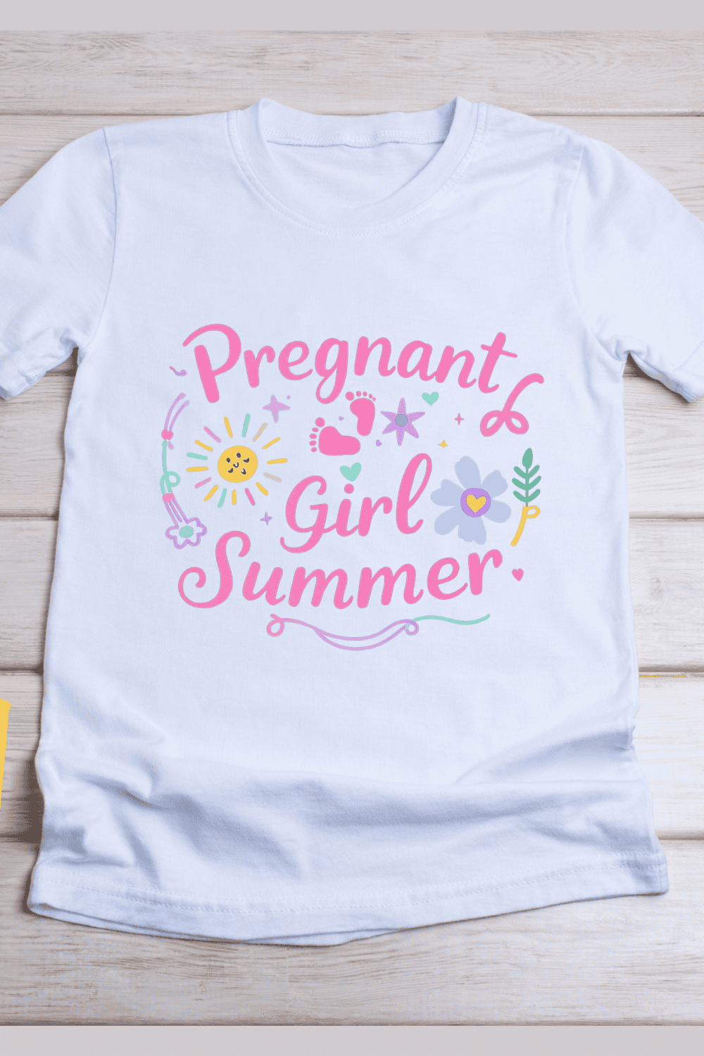 Pregnant Girl Summer T-Shirt Design pinterest preview image.