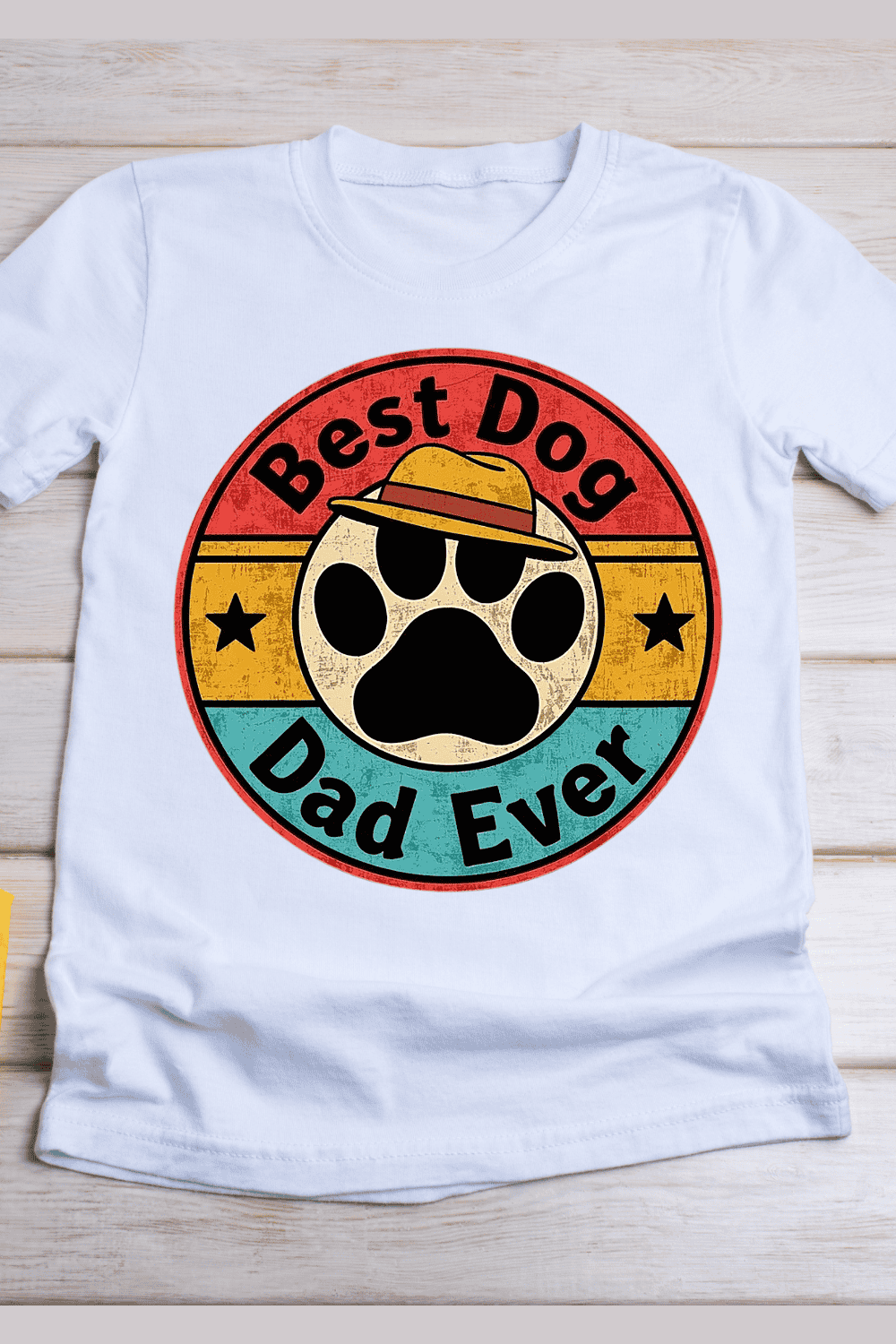 Retro Dog Dad T-Shirt Design pinterest preview image.