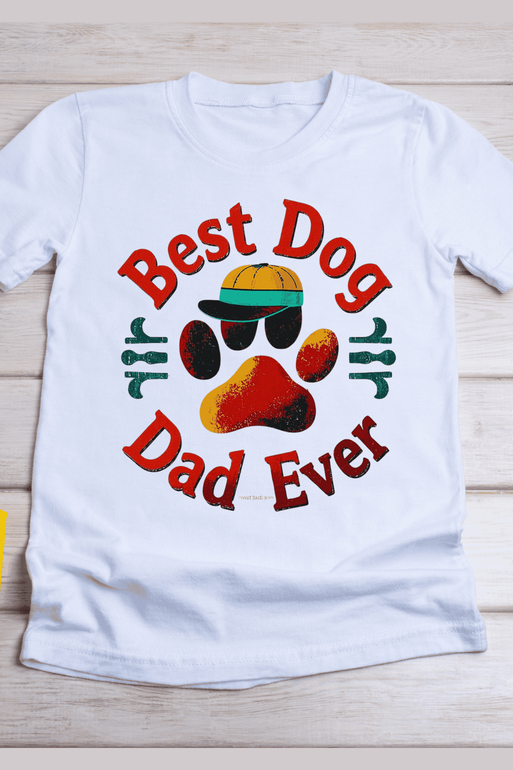Best Dog Dad Ever Paw T-Shirt Design pinterest preview image.