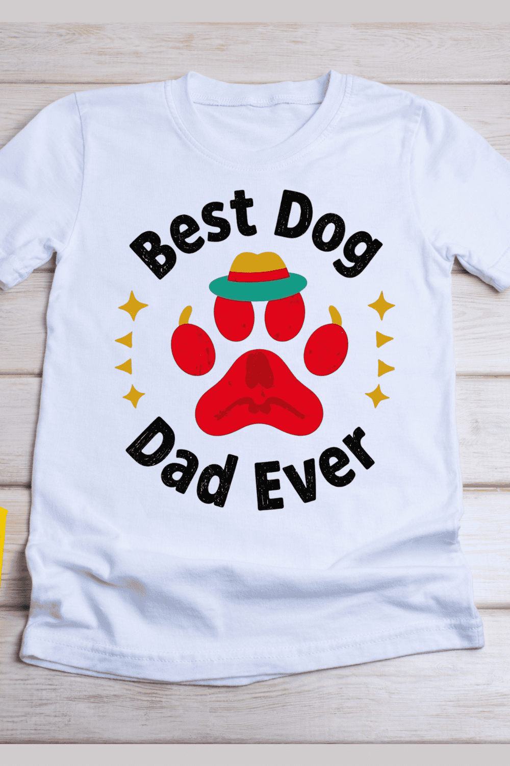 Retro Paw Print Dad T-Shirt Design pinterest preview image.