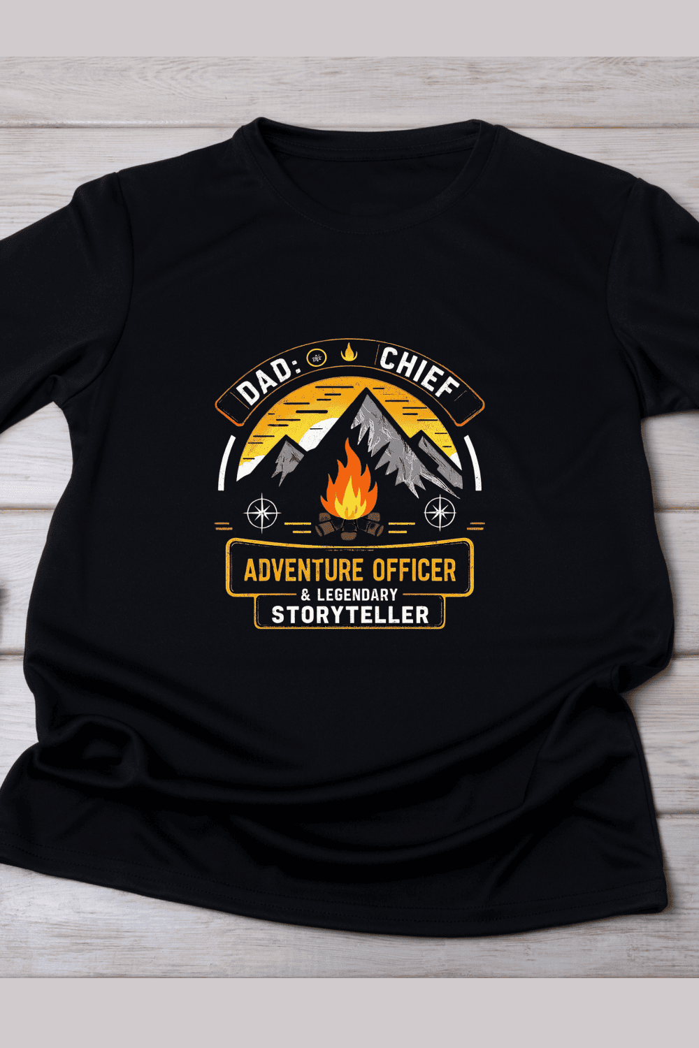 Legendary Storyteller Dad Adventure T-Shirt Design pinterest preview image.