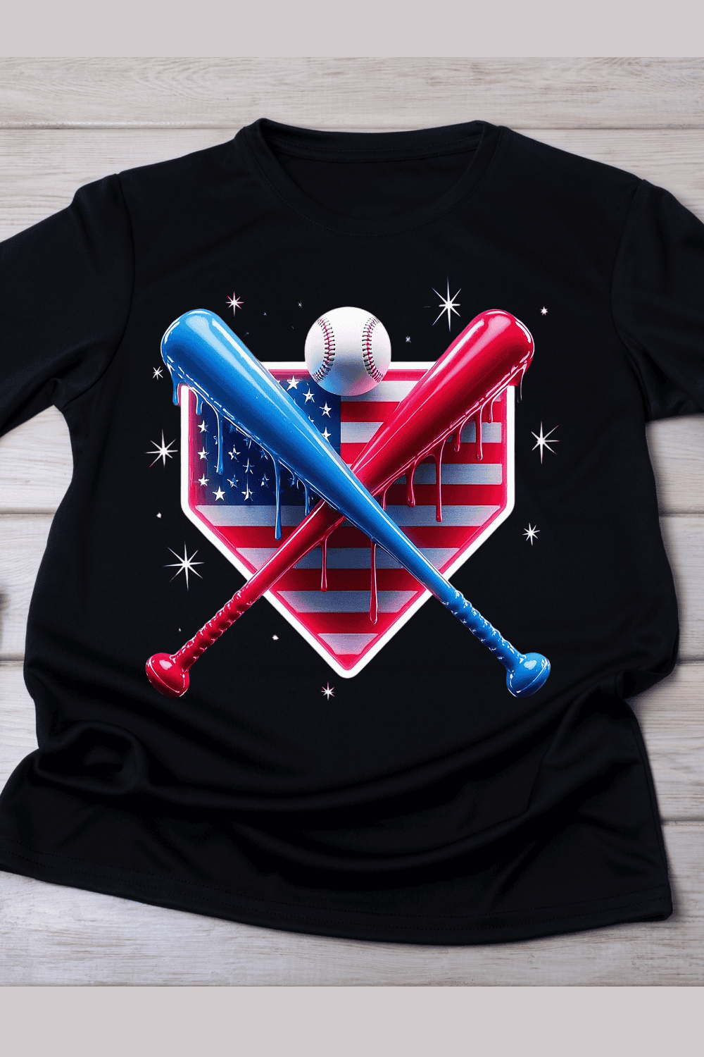 Independence Day Baseball T-Shirt Design pinterest preview image.