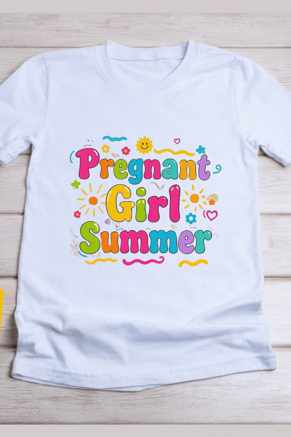 Pregnant Girl Summer Text T-Shirt Design pinterest preview image.