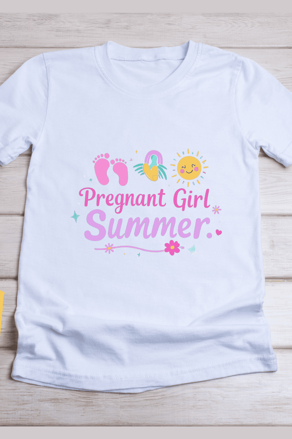 Cute Pregnancy Summer T-Shirt Design pinterest preview image.