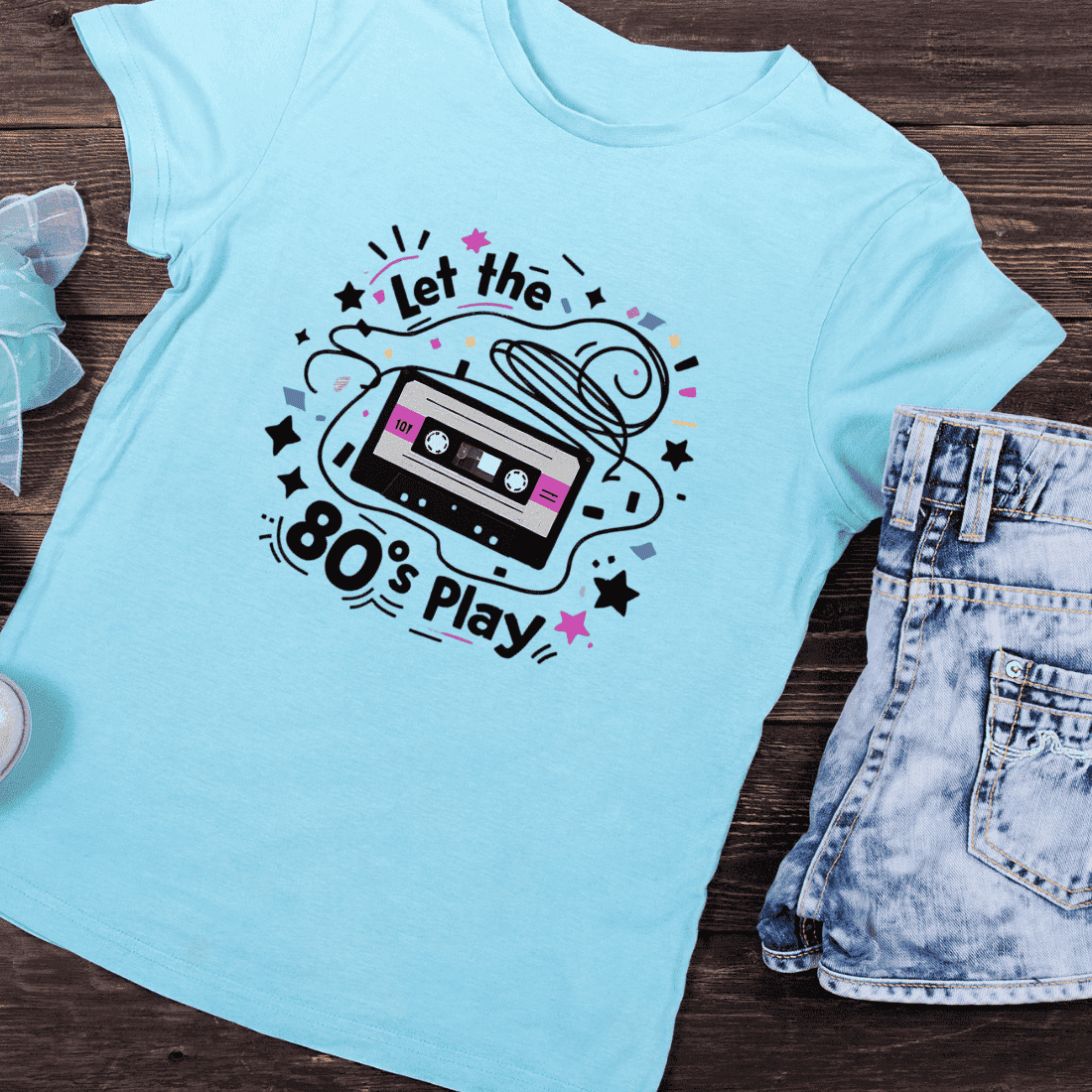 Retro 80s Music T-Shirt Design preview image.