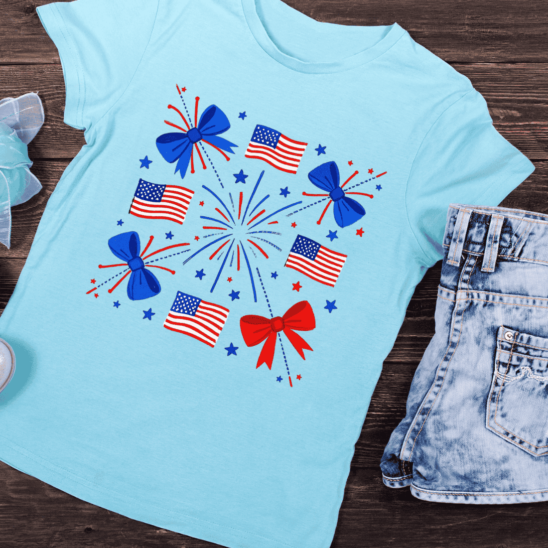 Patriotic Firework T-Shirt Design preview image.