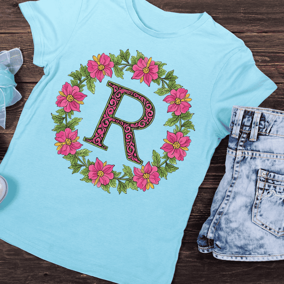 Fairy Tale Inspired Q Initial T-Shirt Design preview image.