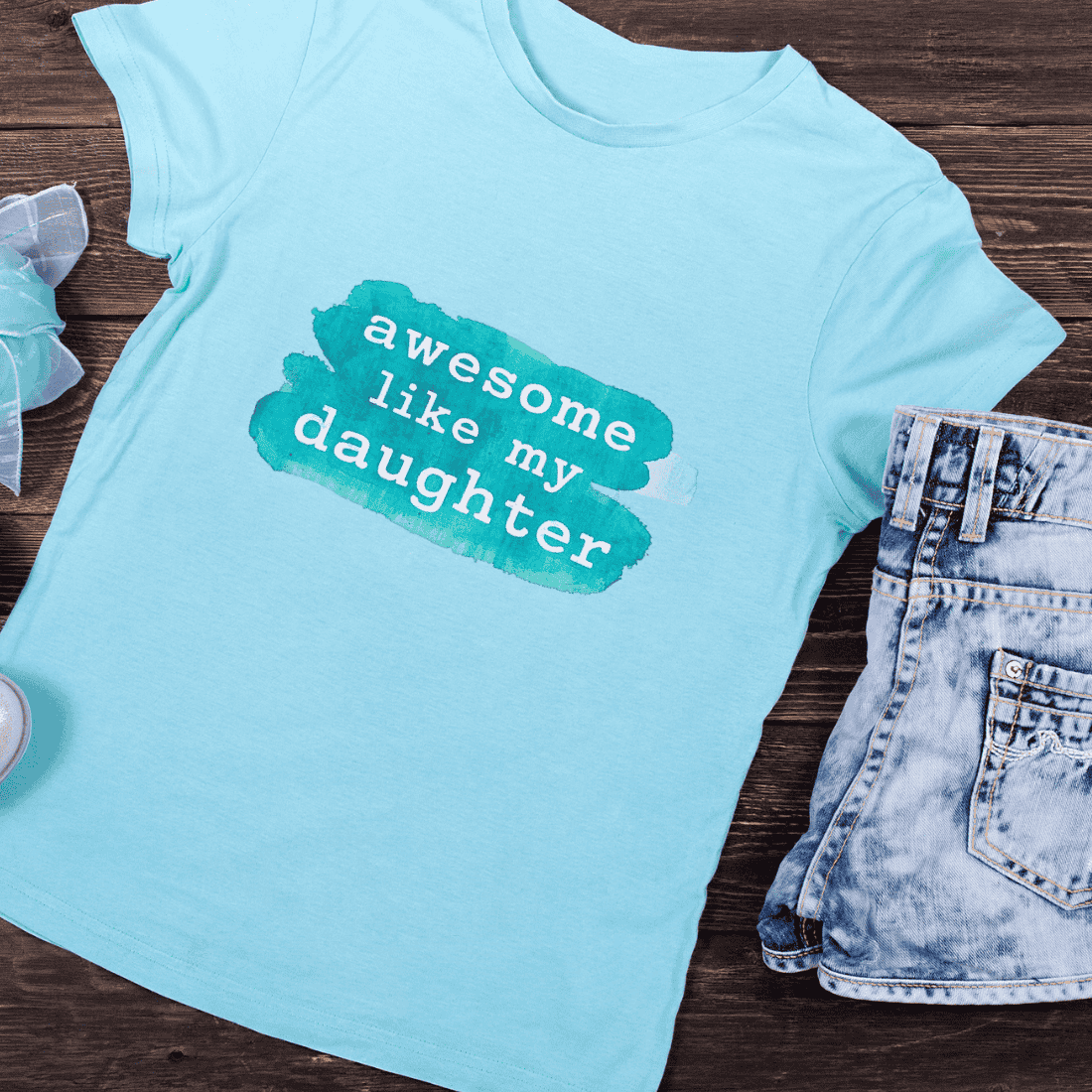 Awesome Like My Daughter Text T-Shirt Design preview image.