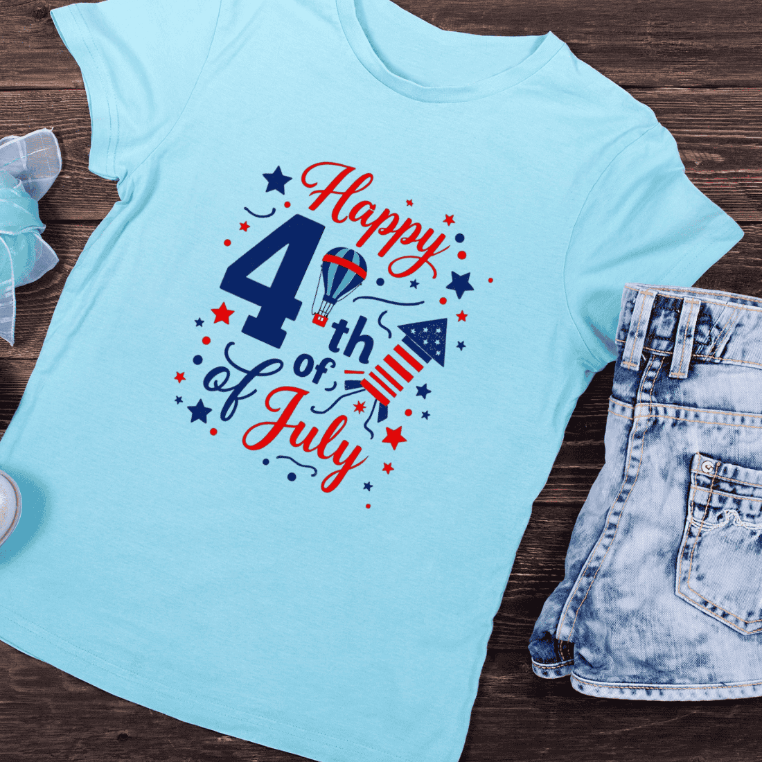 Fourth of July Typography T-Shirt Design preview image.