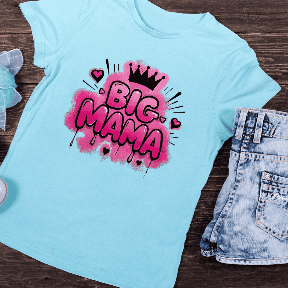 Big Mama Crown Heart Graffiti T-Shirt Design preview image.