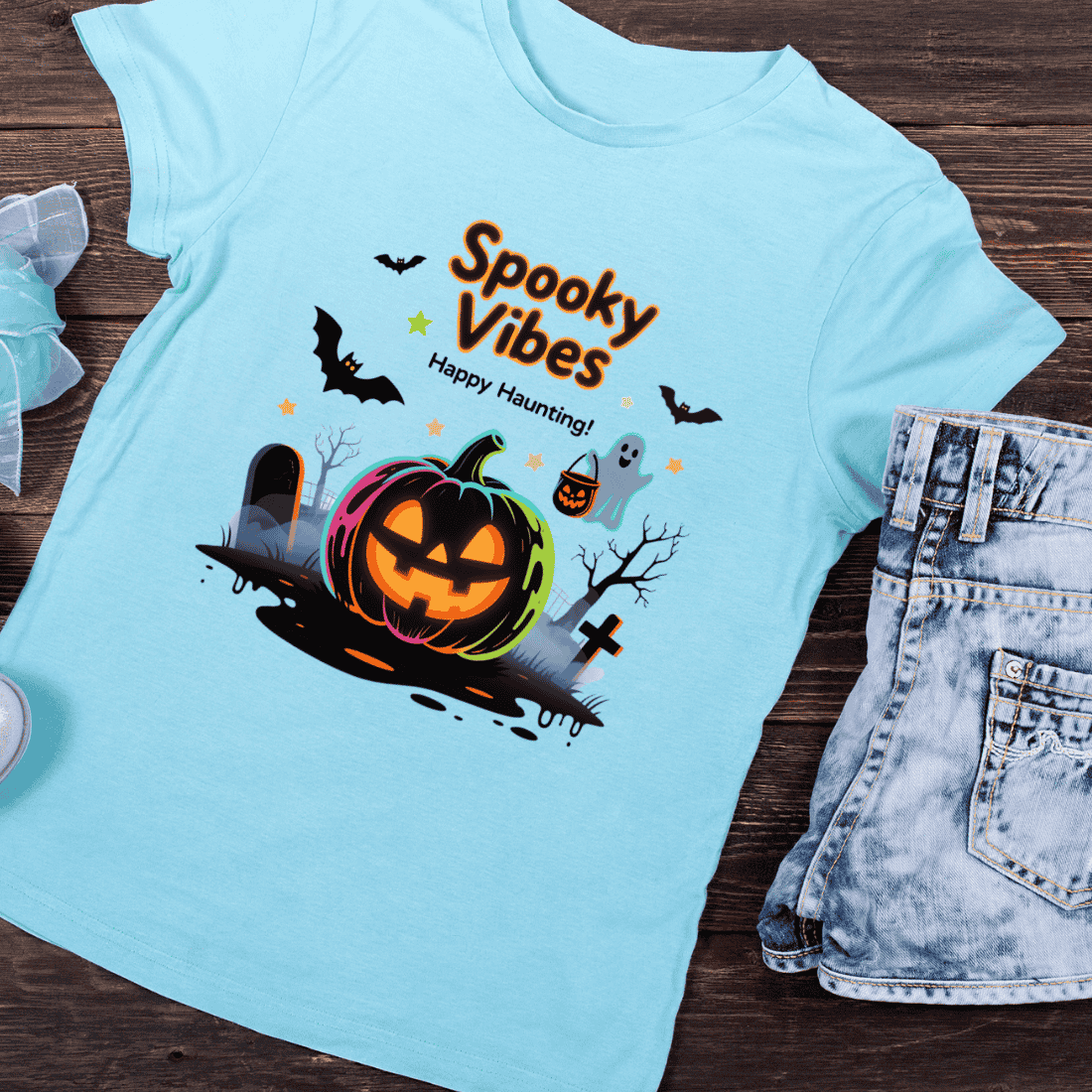 Cute Spooky T-Shirt Design preview image.