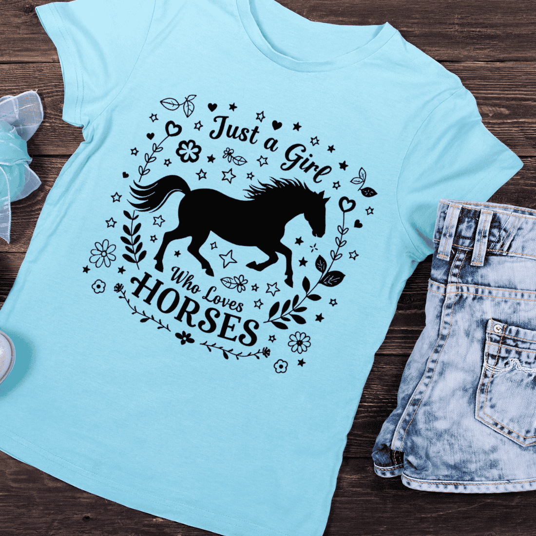 Horse Riding Girl T-Shirt Design preview image.
