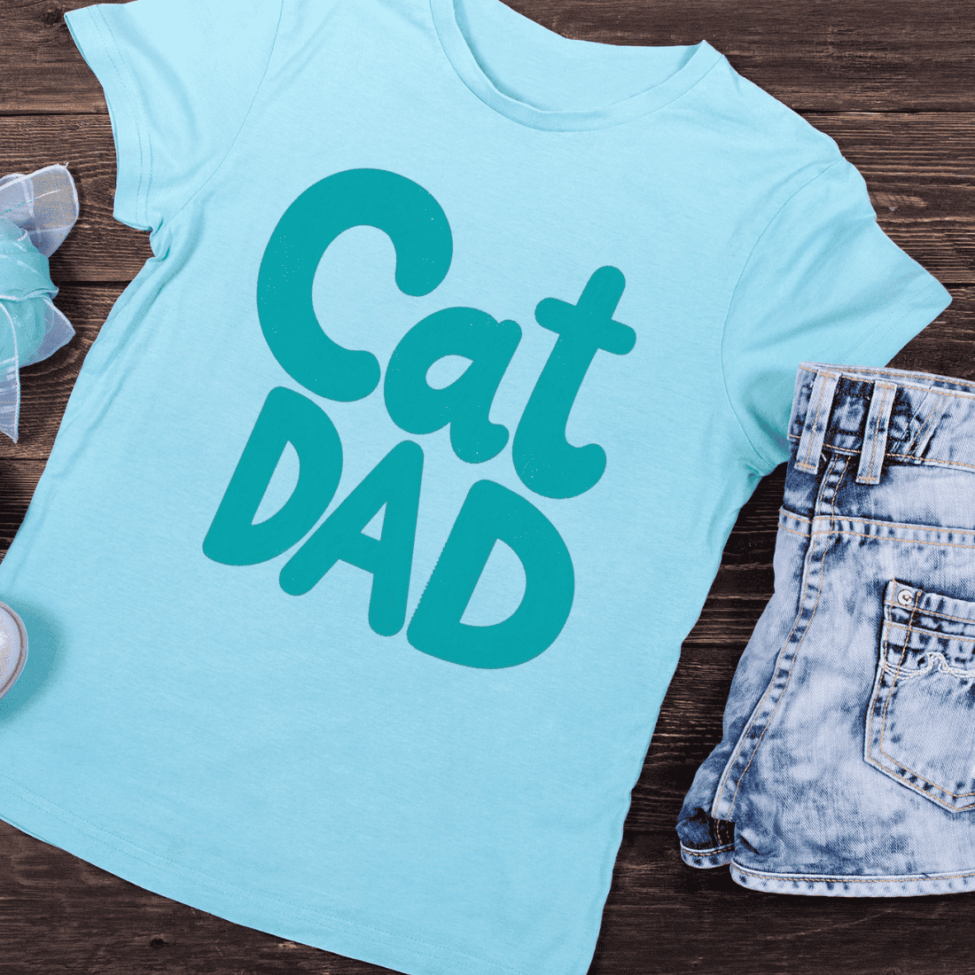 Cute Cat Dad T-Shirt Design preview image.