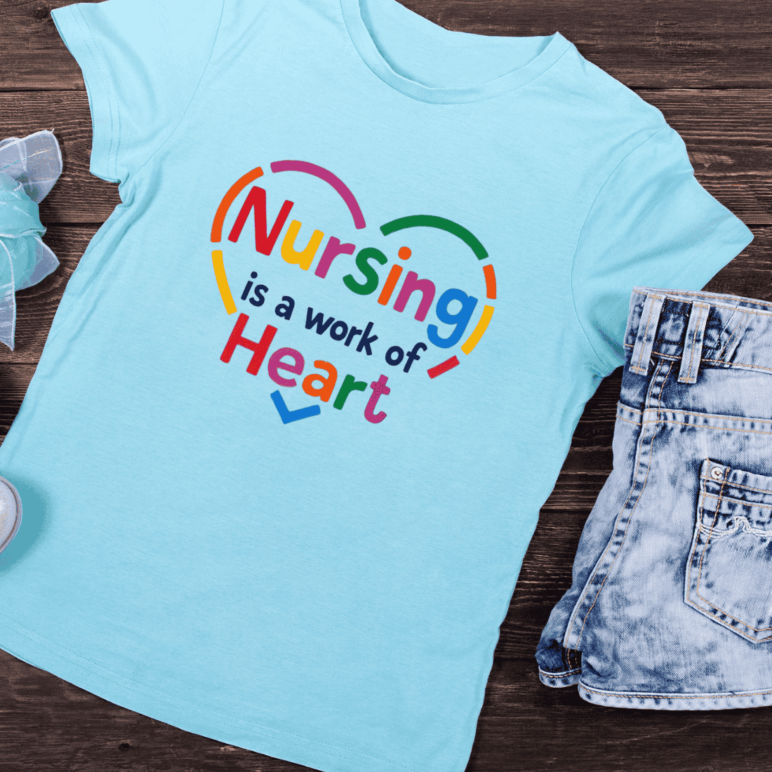 Nursing Is A Work Of Heart T-Shirt Design preview image.