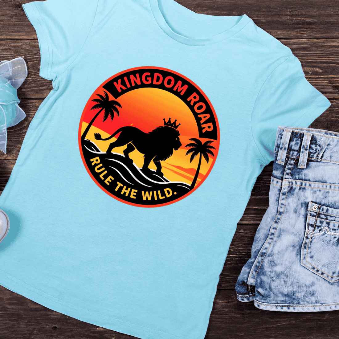 Kingdom Roar Rule The Wild Lion T-Shirt Design preview image.