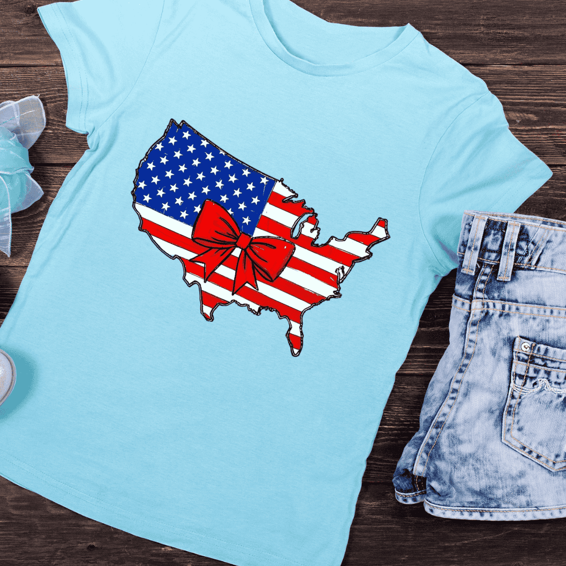 American Flag United States Map T-Shirt Design preview image.