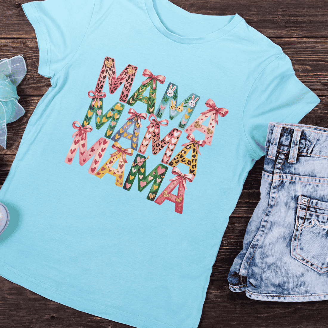 Playful Mama Letter Collection T-Shirt Design preview image.