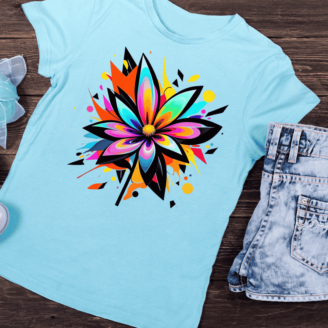 Groovy Psychedelic Bloom Art T-Shirt Design preview image.
