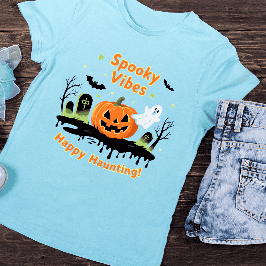 Spooky Vibes T-Shirt Design preview image.