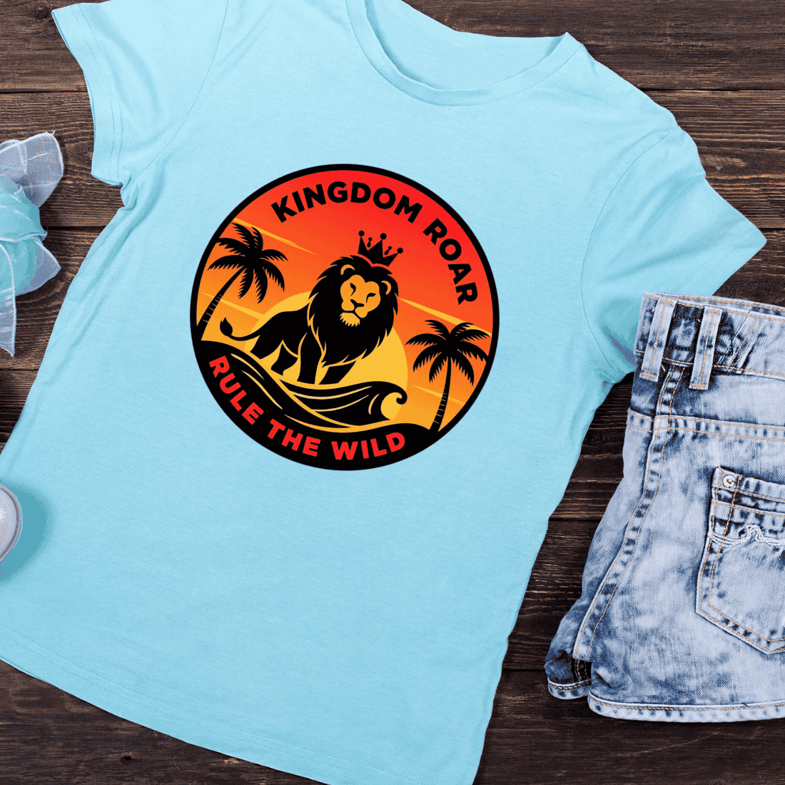 Wild Lion Kingdom T-Shirt Design preview image.