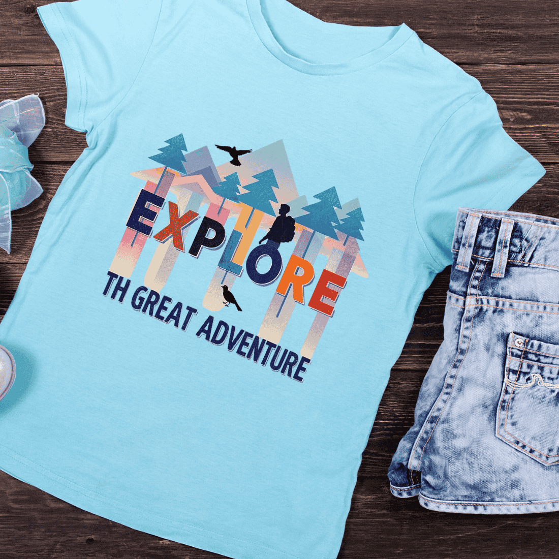 Explore Outdoor Adventure T-Shirt Design preview image.