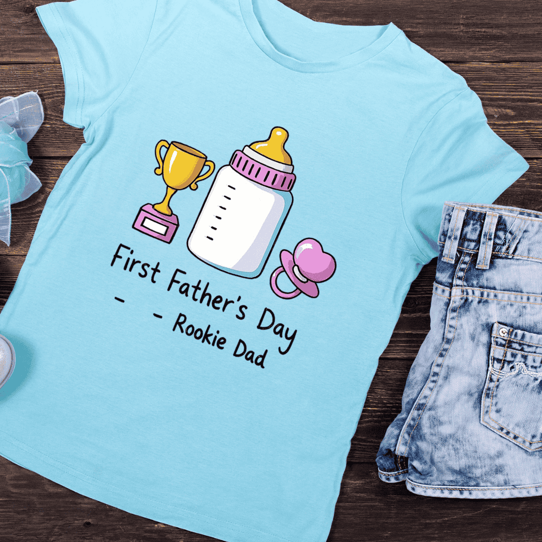 New Dad Celebration T-Shirt Design preview image.