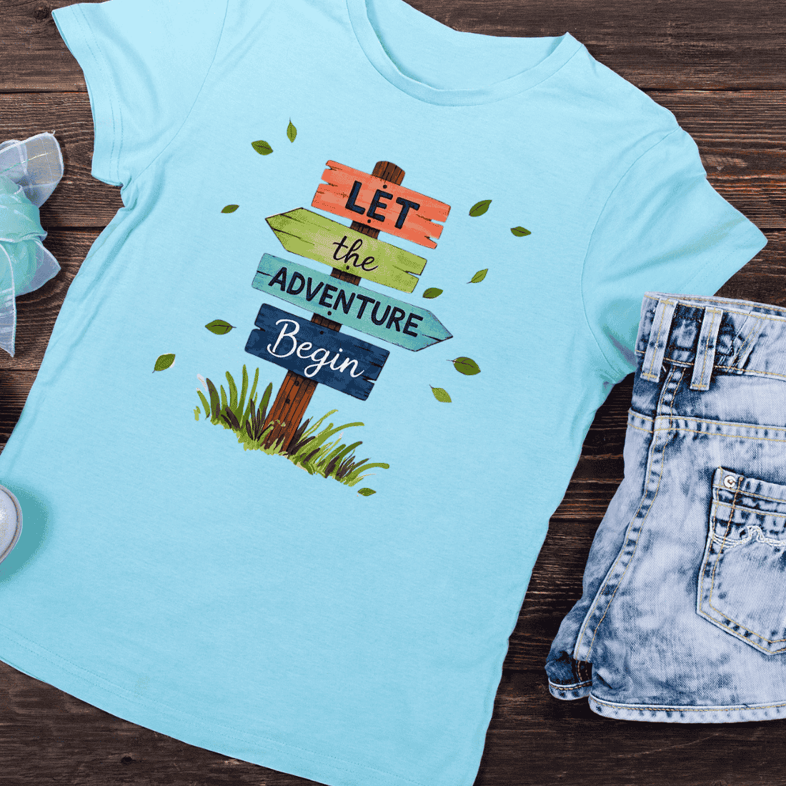 Inspirational Adventure Start T-Shirt Design preview image.