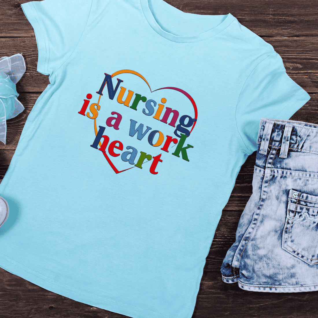 Nursing Love and Care Colorful T-Shirt Design preview image.