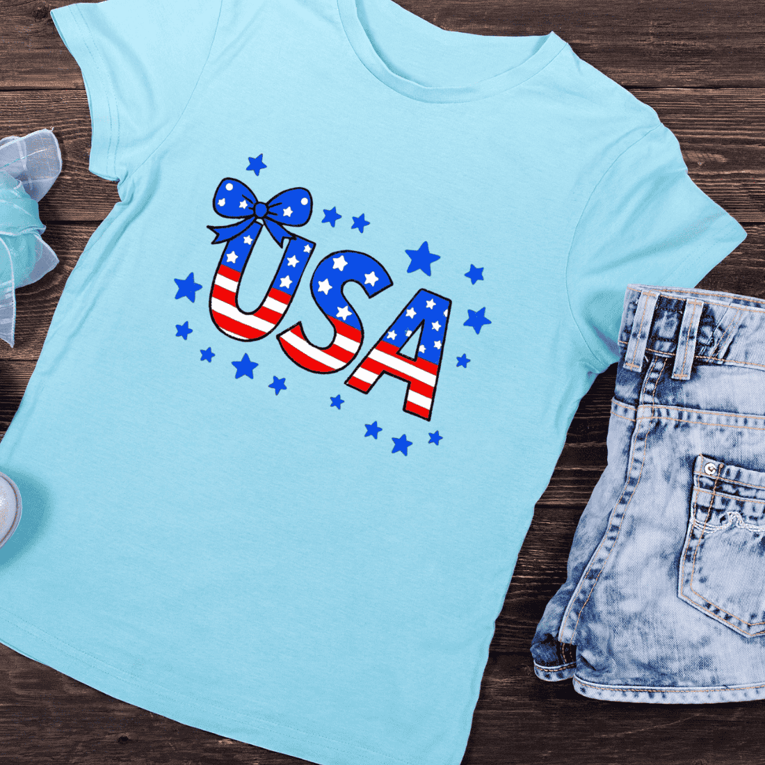 USA Stars and Stripes T-Shirt Design preview image.