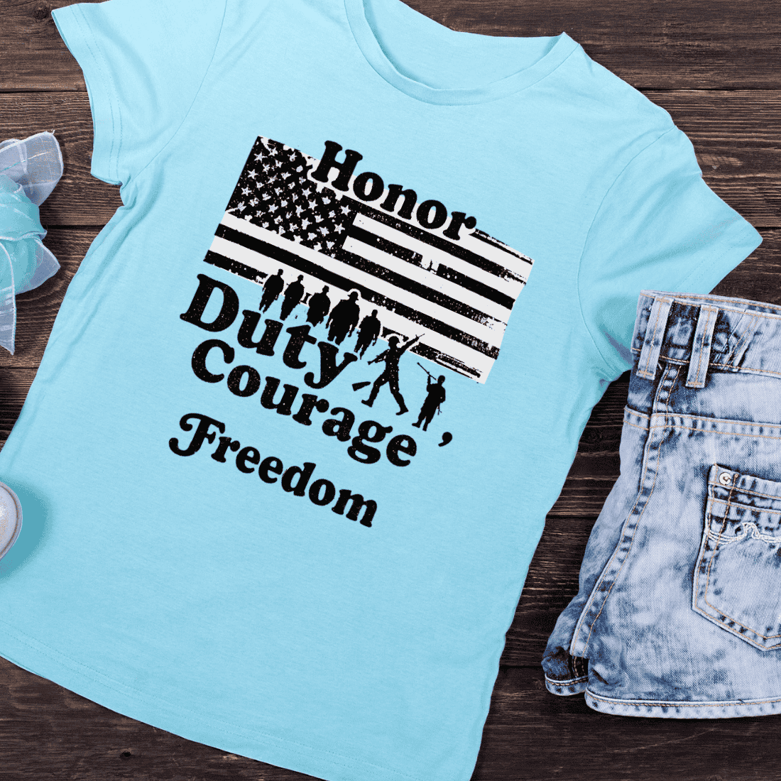 American Flag Soldiers Patriotic T-Shirt Design preview image.