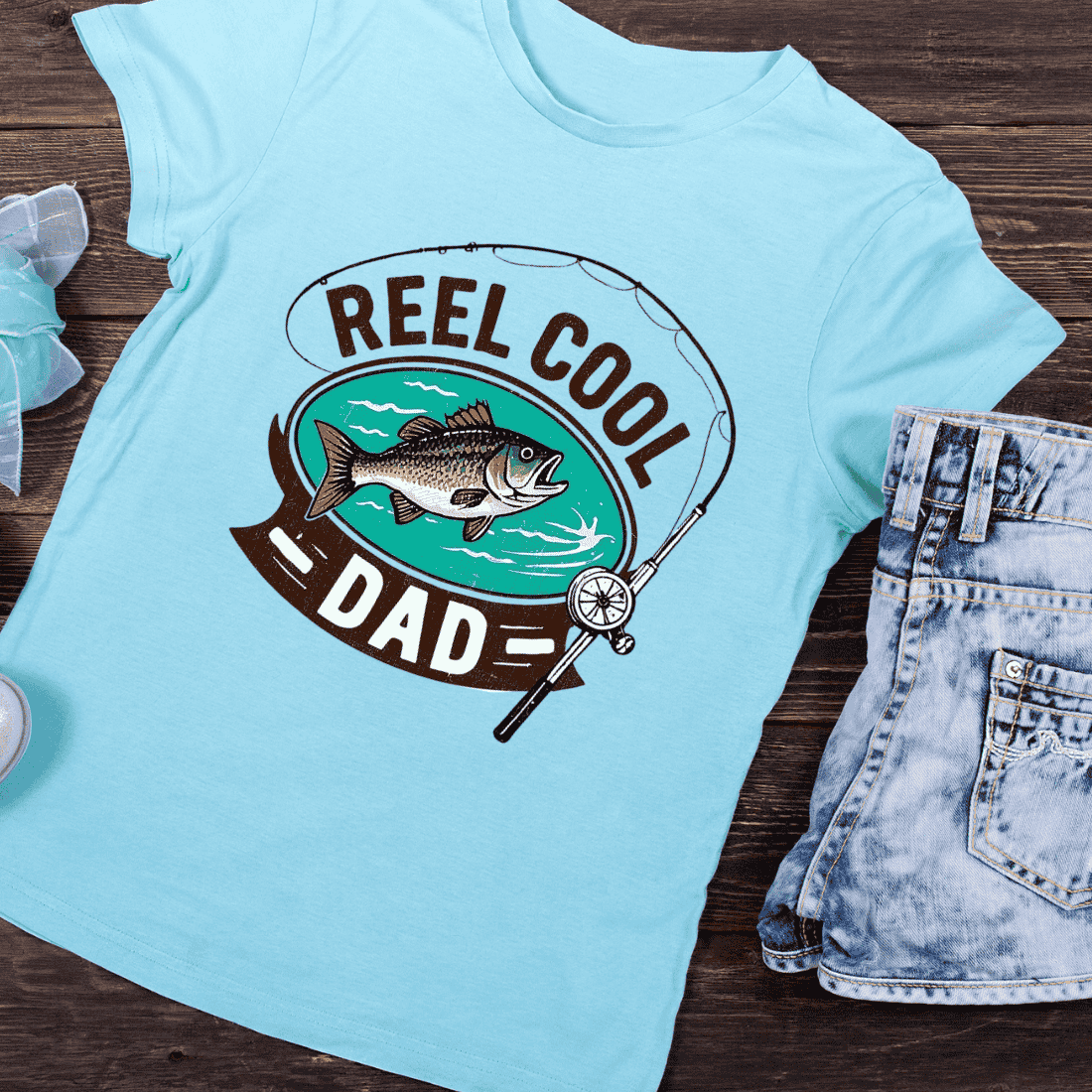 Reel Cool Dad Fishing T-Shirt Design preview image.