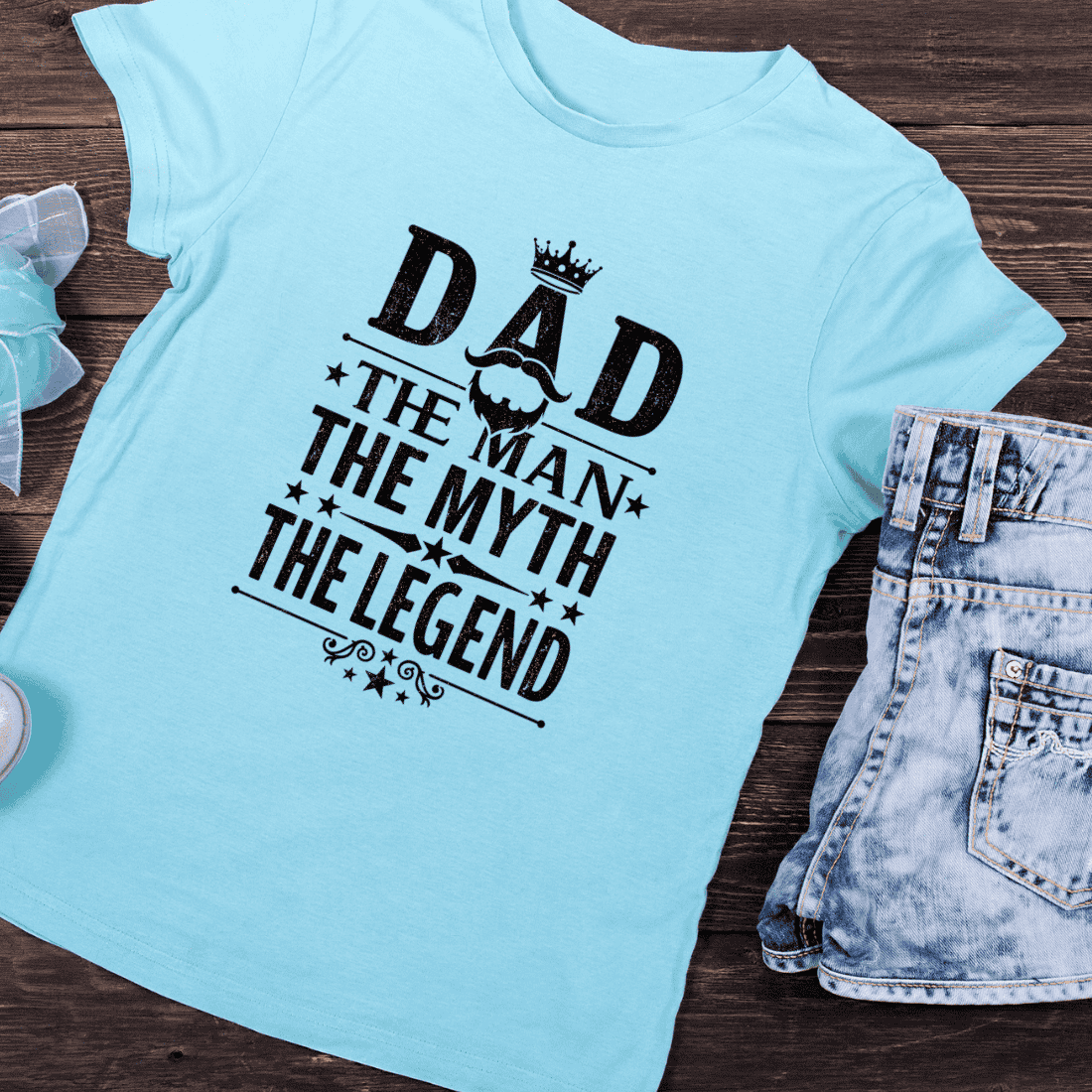 Best Dad Ever Crown and Beard T-Shirt Design preview image.