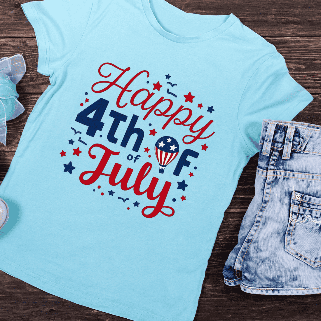Happy 4th of July T-Shirt Design preview image.