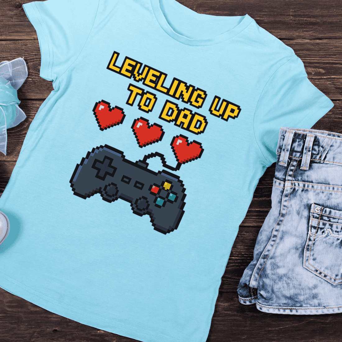 Funny Gamer Dad T-Shirt Design preview image.