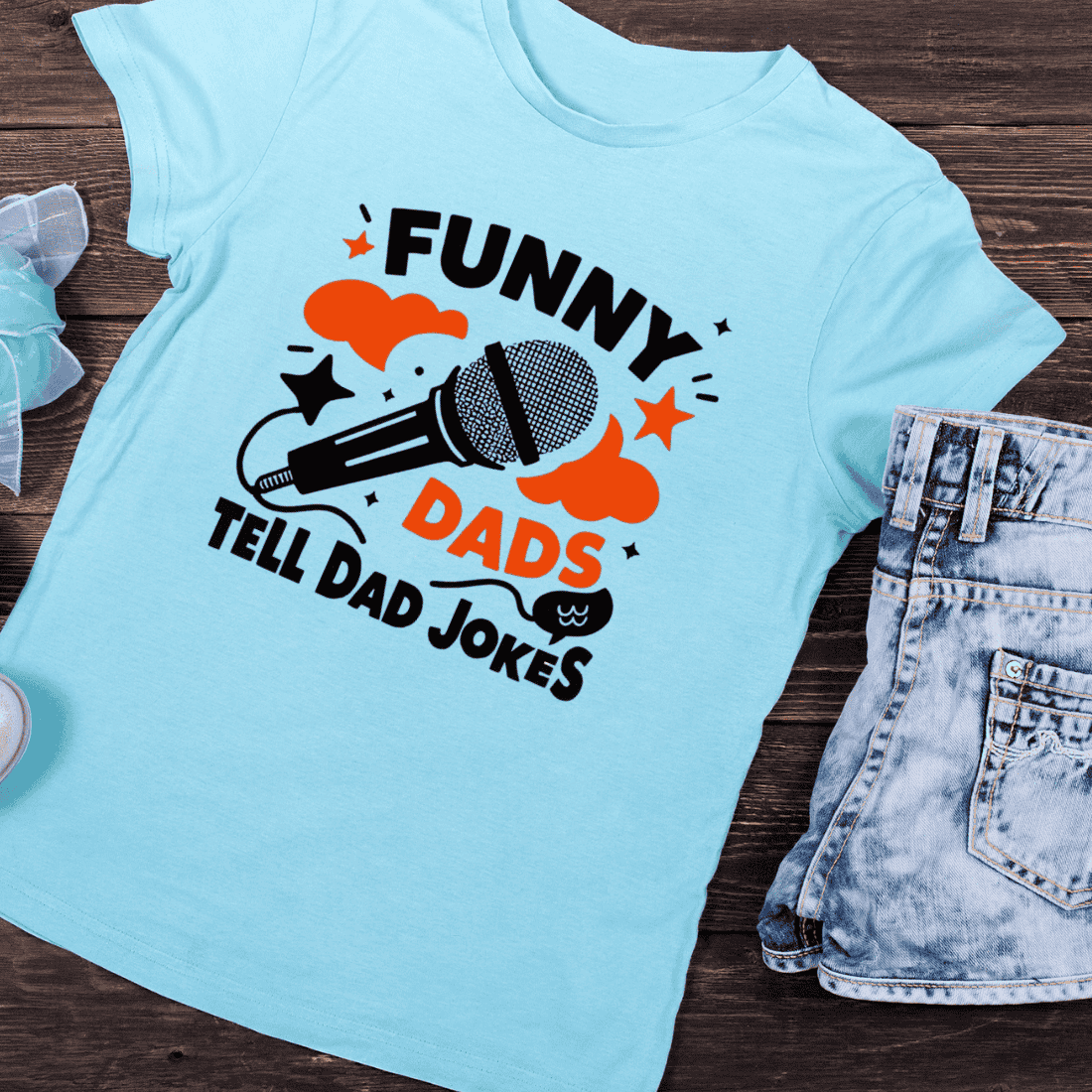 Father's Day Dad Jokes Microphone T-Shirt Design preview image.