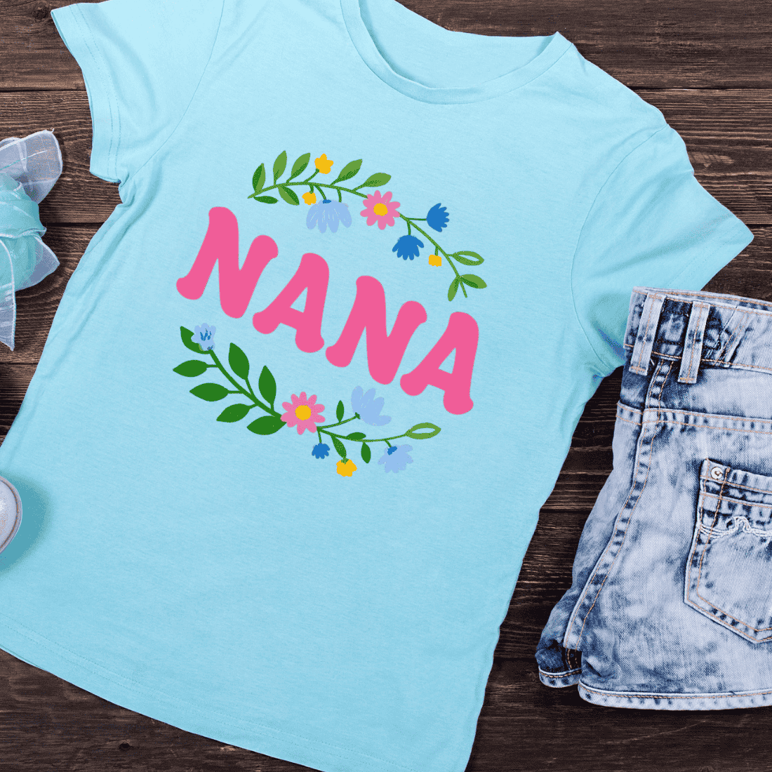 Floral Letters for Nana T-Shirt Design preview image.