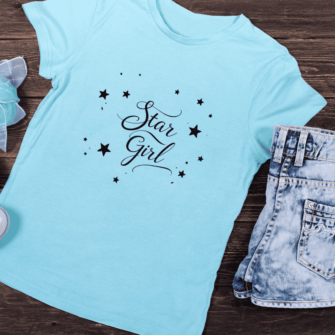 Girly Star T-Shirt Design preview image.