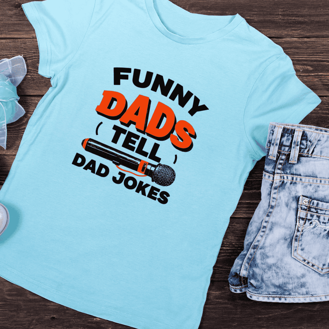 Funny Dad Jokes Microphone T-Shirt Design preview image.