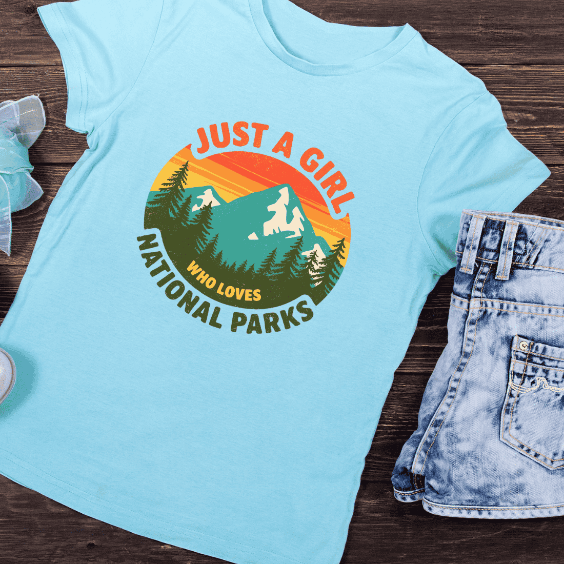 Just a Girl Who Loves National Parks T-Shirt Design preview image.