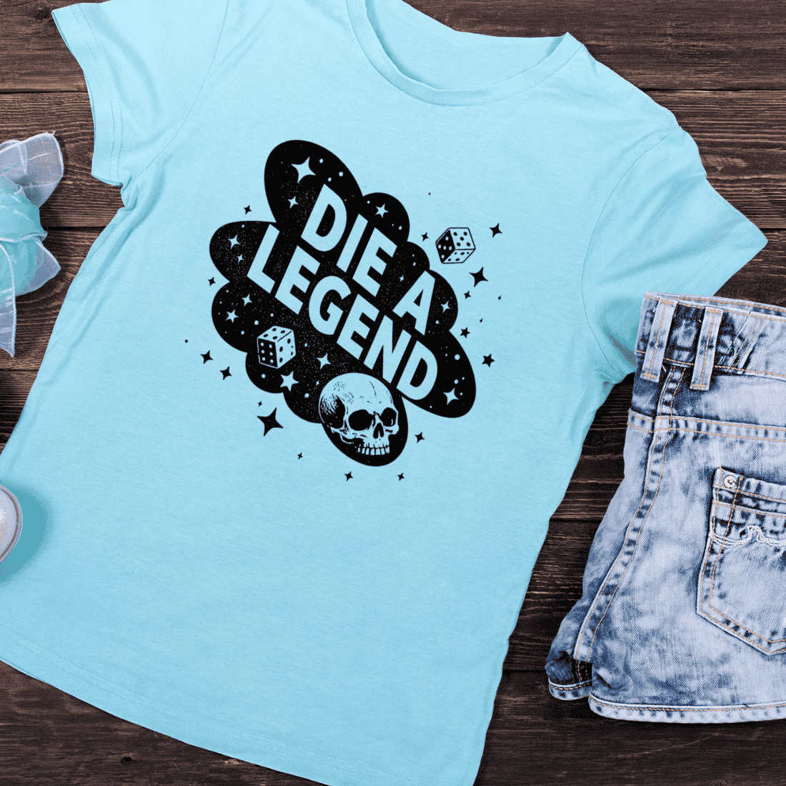 Skull and Dice T-Shirt Design preview image.