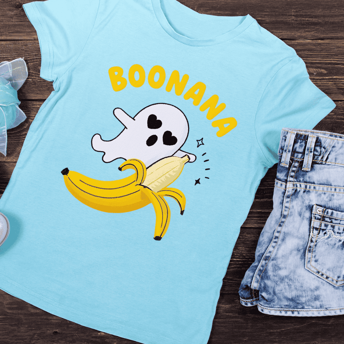 Boonana Ghost and Banana Pun T-Shirt Design preview image.