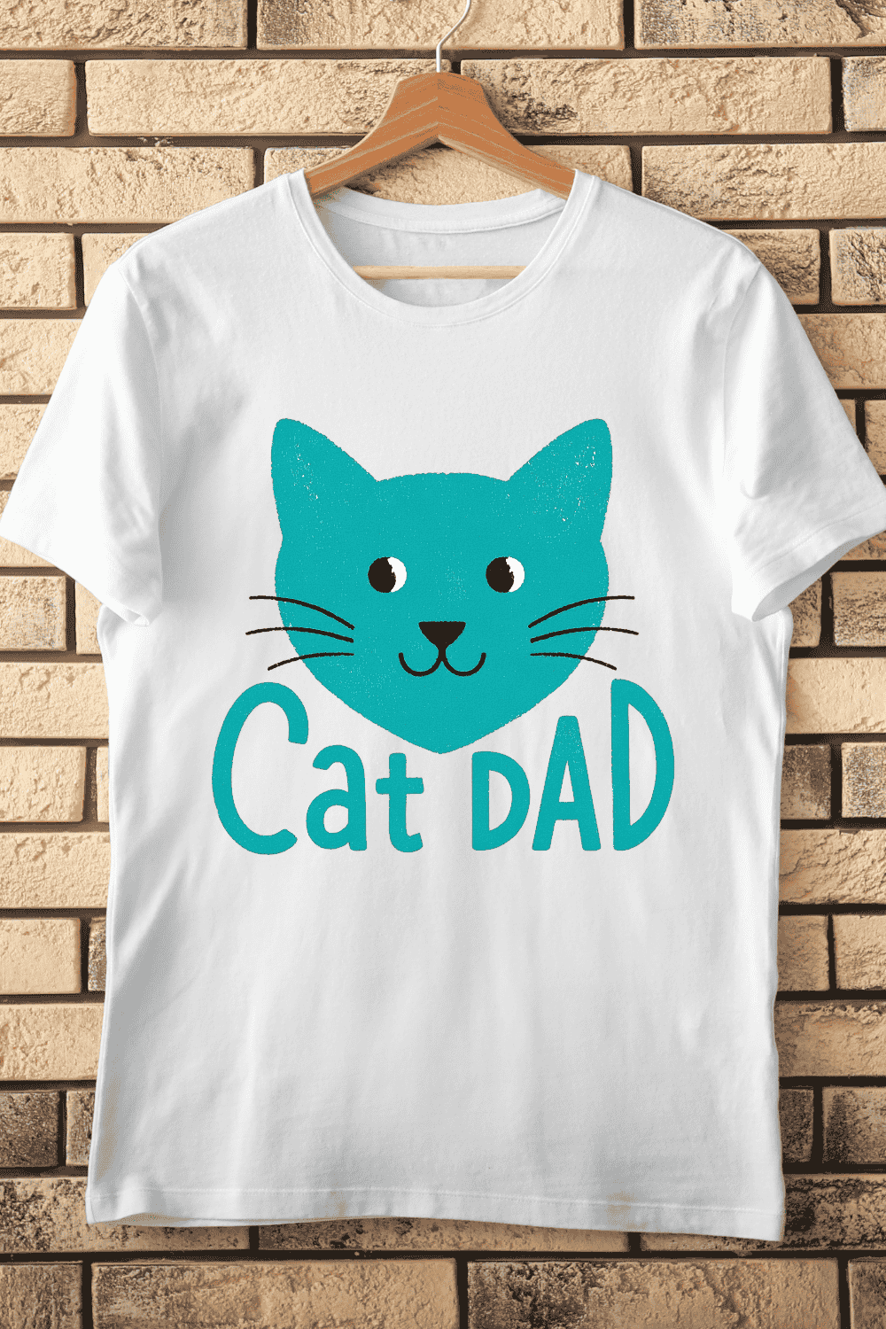 Happy Cat Face for Dads T-Shirt Design pinterest preview image.
