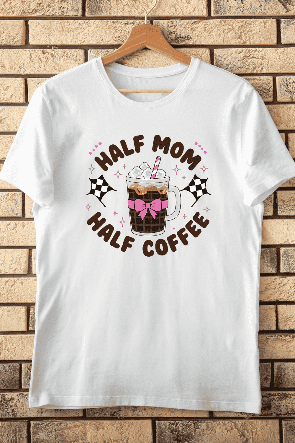 Fun Mom Coffee Racing T-Shirt Design pinterest preview image.