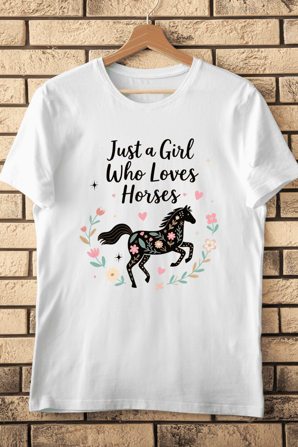 Girl Who Loves Horses Silhouette T-Shirt Design pinterest preview image.