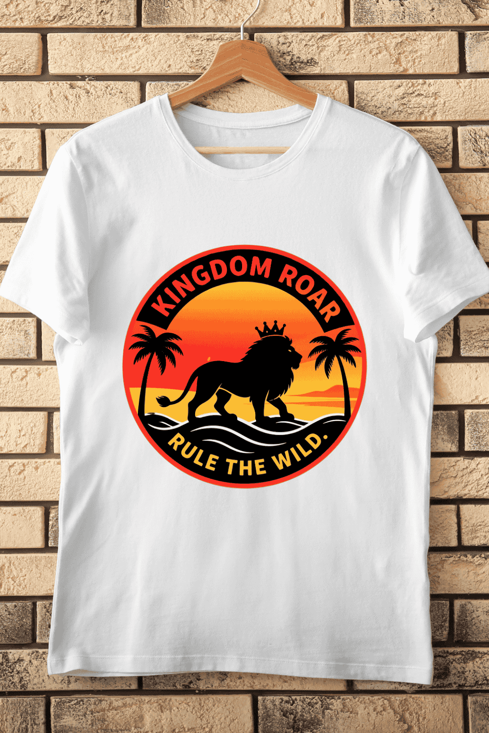 Kingdom Roar Rule The Wild Lion T-Shirt Design pinterest preview image.